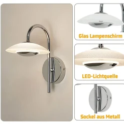 Applique murale LED NETTLIFE, design moderne, éclairage d'intérieur, éclairage de couloir, verre 3 000 K