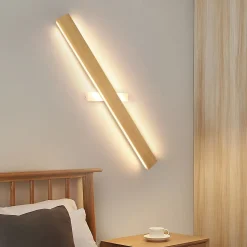 Applique murale LED NETTLIFE en bois - 100 cm 36 W - Lampe de couloir moderne - Blanc chaud 3 000 K - Pour salon, chambre