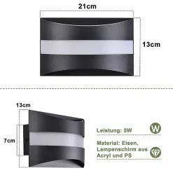 Applique murale LED Nettlife pour intérieur - Éclairage mural noir, éclairage vers le haut et vers le bas, 5W 3 000K, blanc chaud