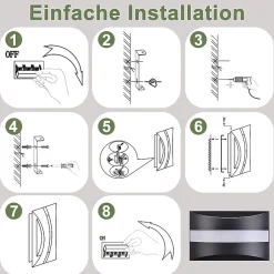 Applique murale LED Nettlife pour intérieur - Éclairage mural noir, éclairage vers le haut et vers le bas, 5W 3 000K, blanc chaud