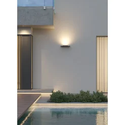 Applique murale LED Pla XL Corten 35 W, interrupteur CCT 2700 K/3200 K/4000K, aluminium, éclairage vers le haut - Beneito & Faure