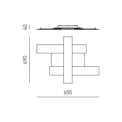 Applique murale LED 30W noire - Structure géométrique en acier, lumière chaude 3000K, 2620lm, largeur 65,5 cm
