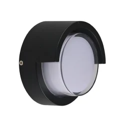 Applique Murale LED 15W Noire Ronde IP65 avec Cache - Blanc Chaud 2300K - 3500K - SILAMP