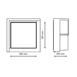 Applique Murale LED 15W Noire Carrée IP65 avec cache - Blanc Chaud 2300K - 3500K - SILAMP
