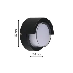 Applique Murale LED 15W Noire Ronde IP65 avec Cache - Blanc Froid 6000K - 8000K - SILAMP