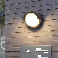 Applique Murale LED 15W Noire Ronde IP65 avec Cache - Blanc Froid 6000K - 8000K - SILAMP