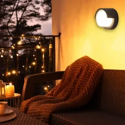 Applique Murale LED 15W Noire Ronde IP65 avec Cache - Blanc Froid 6000K - 8000K - SILAMP