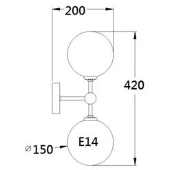 Applique murale Light Prestige Dorado noire 2 x E14 1 pc.