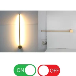 Applique Murale Linéaire Rotative 10W 2700K, 60 cm, Aluminium Doré LED Minimaliste à Lumière Chaude