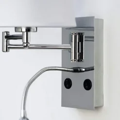 Applique murale liseuse métal chromé et tissu blanc - Aras