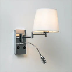 Applique murale liseuse métal chromé et tissu blanc - Aras