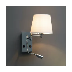 Applique murale liseuse métal chromé et tissu blanc - Aras