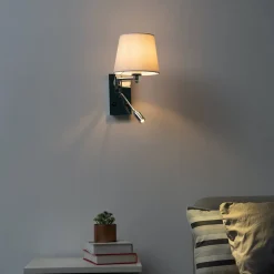 Applique murale liseuse métal chromé et tissu blanc - Aras