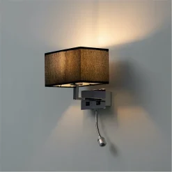 Applique murale liseuse Noire- métal/tissu Adonis