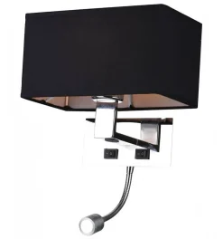 Applique murale liseuse Noire- métal/tissu Adonis