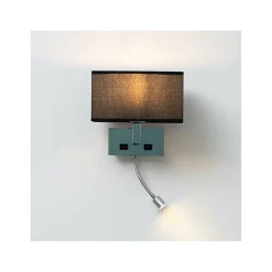 Applique murale liseuse Noire- métal/tissu Adonis