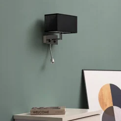 Applique murale liseuse Noire- métal/tissu Adonis