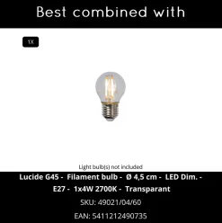 Applique murale LIVIA en aluminium avec 1xE27 - Noir - Lucide