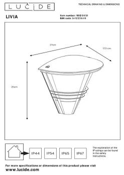 Applique murale LIVIA en aluminium avec 1xE27 - Blanc - Lucide