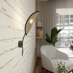 Applique murale LOTUS K1 BLACK/RATTAN, Emibig Lighting, Fabriqué en EU