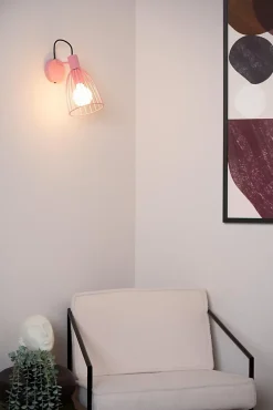 Applique murale MACARONS en métal avec 1xE27 - Rose - Lucide