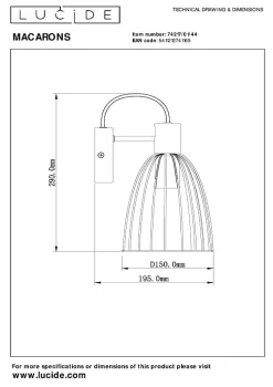 Applique murale MACARONS en métal avec 1xE27 - Jaune Ocre - Lucide
