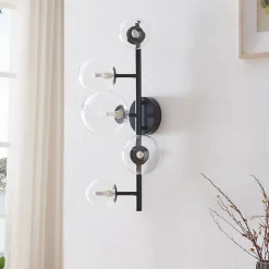 Applique murale Makkor métal verre 62 x 35 x 24 cm noir lux.pro