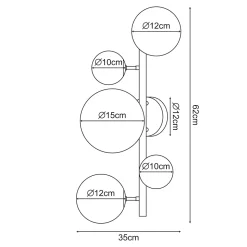 Applique murale Makkor métal verre 62 x 35 x 24 cm noir lux.pro