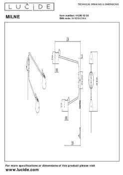 Applique murale MILNE en métal avec LED intégré - Noir - Lucide