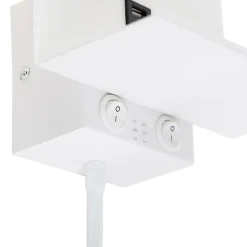 Applique murale moderne blanche avec USB et bras flexible - Flero