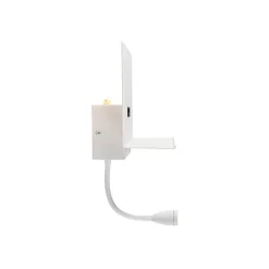 Applique murale moderne blanche avec USB et bras flexible - Flero