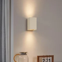 Applique murale moderne beige GU10 50 mm carrée 2 lumières - Sandy