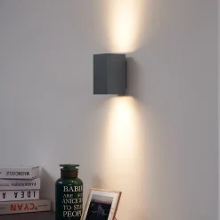 Applique murale moderne couleur bronze canon de fusil carrée 2 lumières GU10 50mm - Sandy