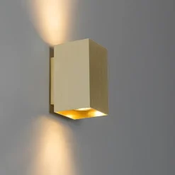 Applique murale moderne dorée carrée 2 lumières - Sandy