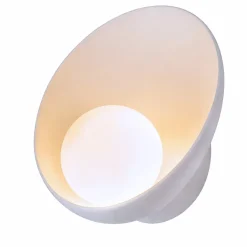 Applique murale moderne en résine de style milieu du siècle avec globe en verre blanc, dôme minimaliste en résine, G9 "NOA"