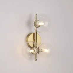 Applique Murale Moderne LIMA - Métal Doré avec 3 Boules en Verre Transparent Compatible avec 3 Ampoules G9 pour Intérieu