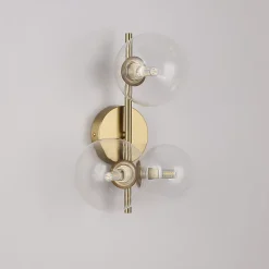Applique Murale Moderne LIMA - Métal Doré avec 3 Boules en Verre Transparent Compatible avec 3 Ampoules G9 pour Intérieu