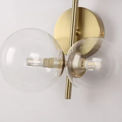 Applique Murale Moderne LIMA - Métal Doré avec 3 Boules en Verre Transparent Compatible avec 3 Ampoules G9 pour Intérieu