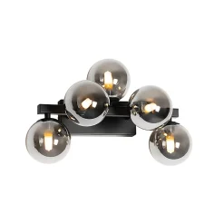 Applique murale moderne noire avec verre fumé 5 lumières - Bianca