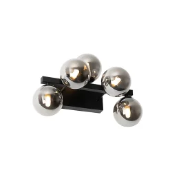 Applique murale moderne noire avec verre fumé 5 lumières - Bianca