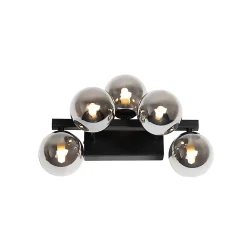 Applique murale moderne noire avec verre fumé 5 lumières - Bianca