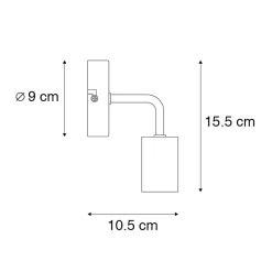 Applique murale moderne noire 15,5 cm - Facile