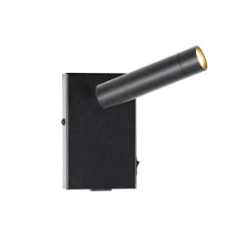 Applique murale moderne noire avec USB réglable - Croft