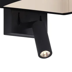 Applique murale moderne noire carrée avec liseuse - Puglia