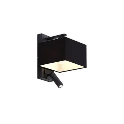 Applique murale moderne noire carrée avec liseuse - Puglia