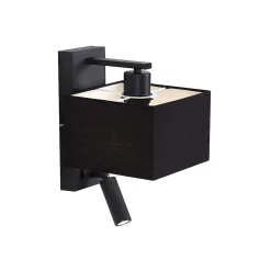 Applique murale moderne noire carrée avec liseuse - Puglia