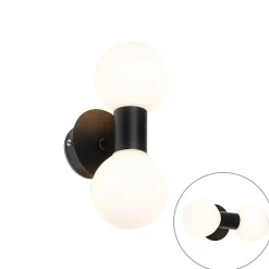 Applique murale moderne noire IP44 2 lumières - Cederic