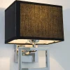 Applique murale moderne Passy design métal chromé tissu noir