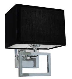 Applique murale moderne Passy design métal chromé tissu noir