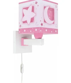 Applique Murale Moonlight lune et étoiles rose